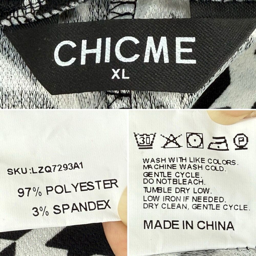 Chicme XL Houndstooth Flare Pants High Waist Stretch Black White Retro - Picture 10 of 16